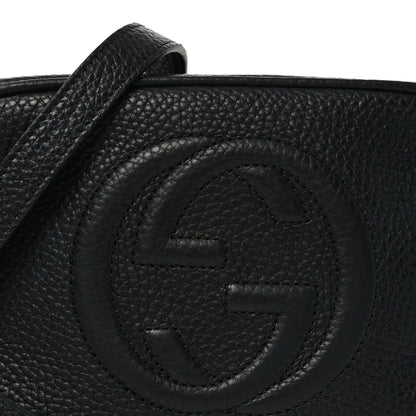 Pebbled Calfskin Small Soho Disco Bag Black