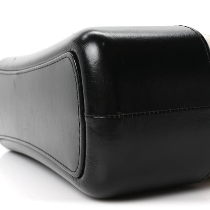 Aged Calfskin Quilted Medium Gabrielle Hobo Black White