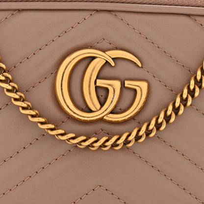 Calfskin Matelasse Mini GG Marmont Chain Crossbody Bag Porcelain Rose