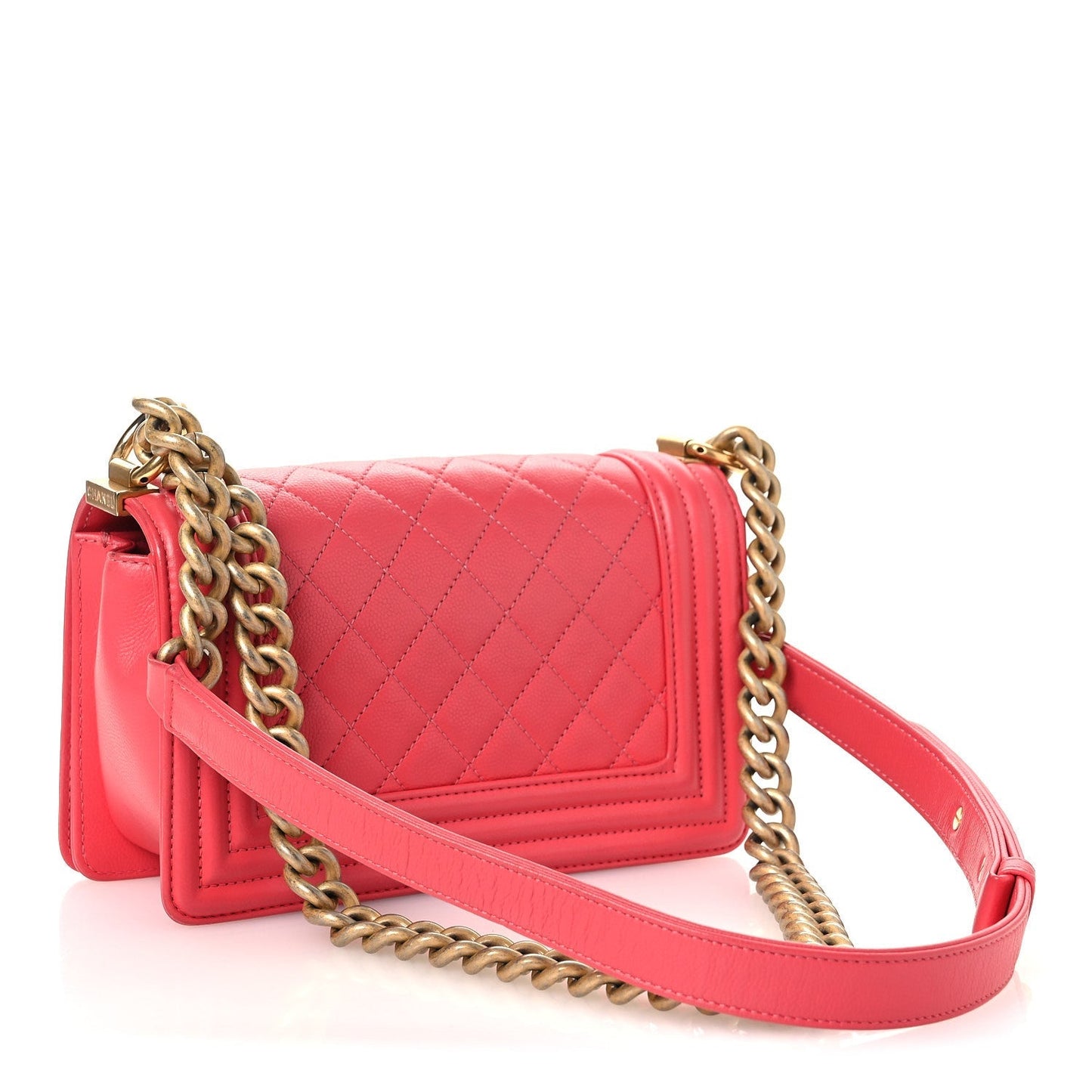 Caviar Quilted Small Boy Flap Pink