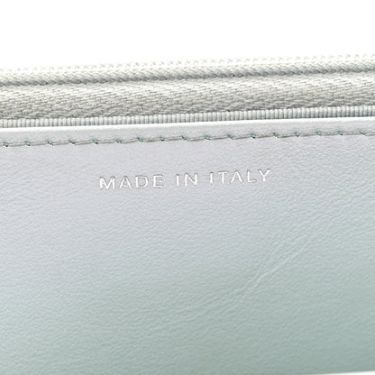 Iridescent Calfskin Quilted Wallet On Chain WOC Light Blue