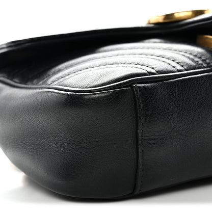 Calfskin Matelasse Mini GG Marmont Shoulder Bag Black