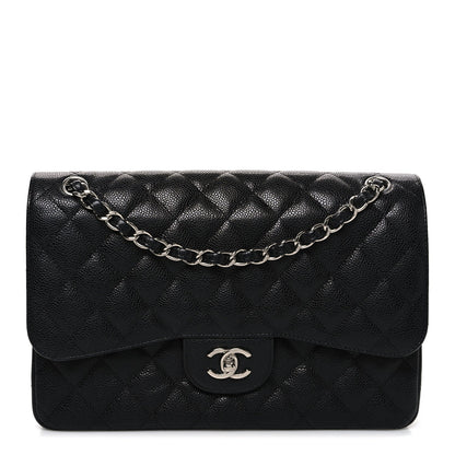 Caviar Quilted Jumbo Double Flap Black