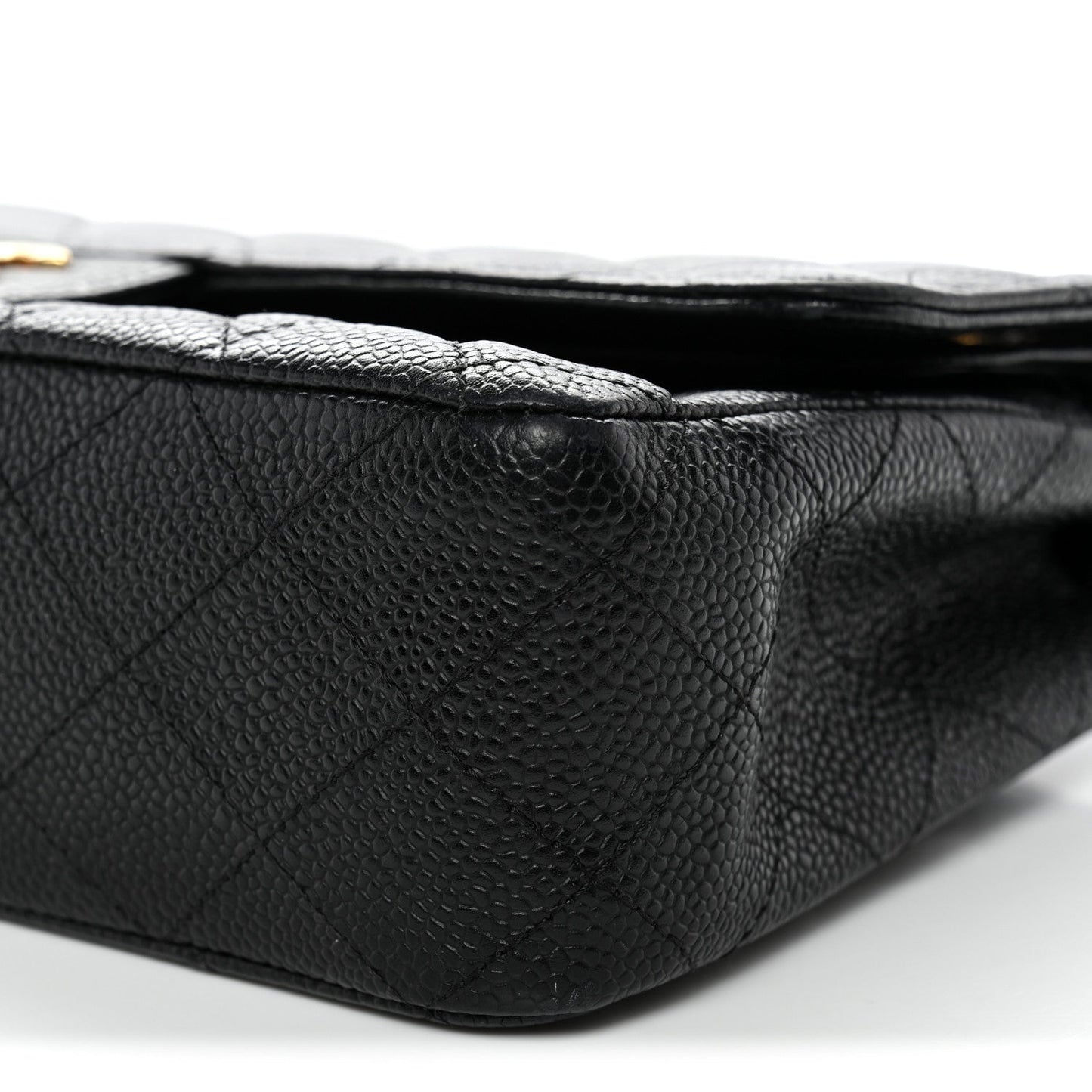 Caviar Quilted Medium Double Flap Black