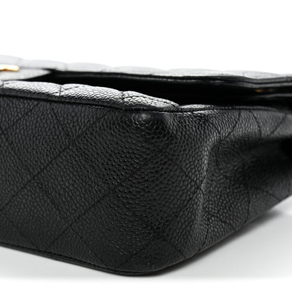 Caviar Quilted Medium Double Flap Black