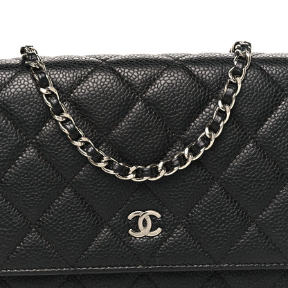Caviar Quilted Wallet on Chain WOC Black