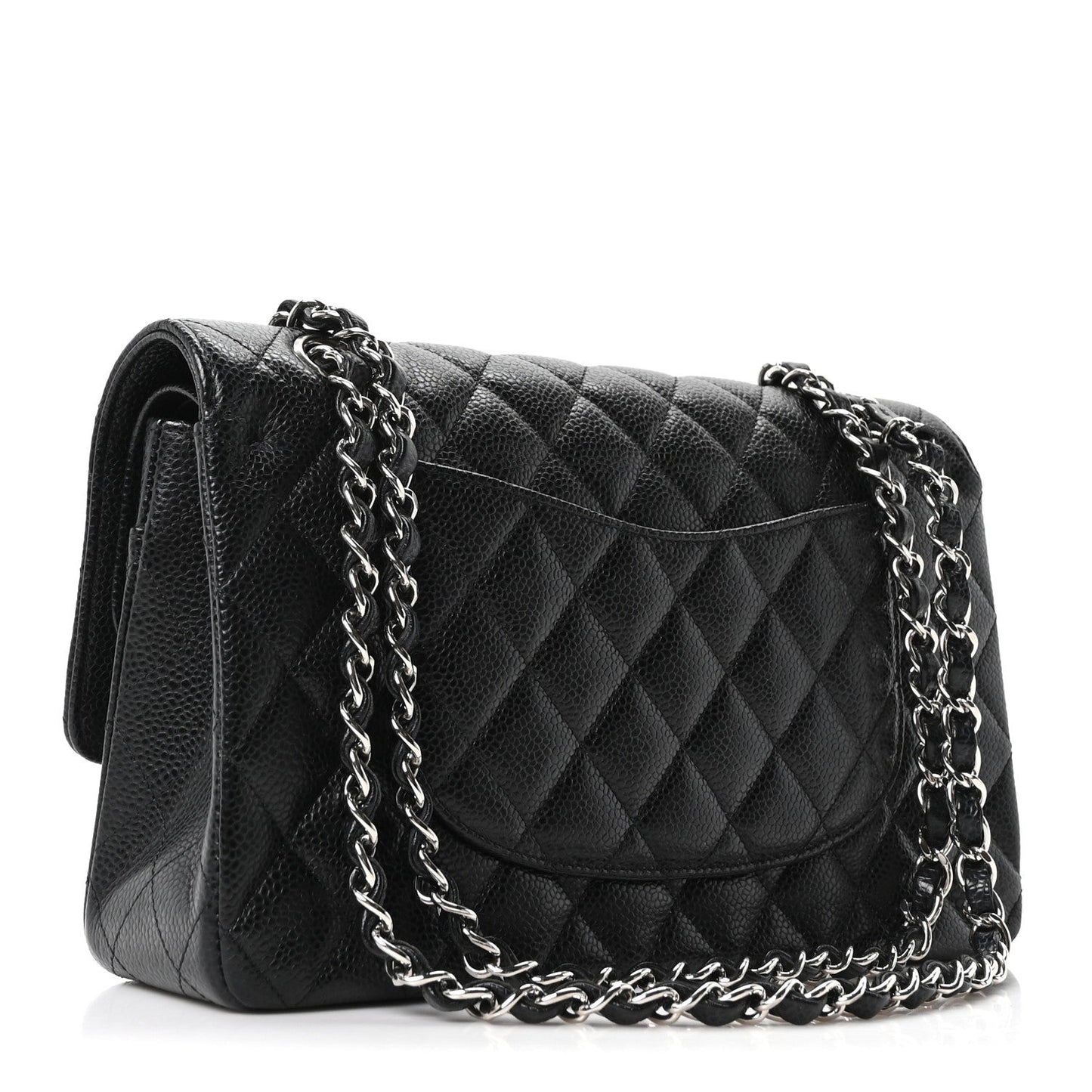 Caviar Quilted Medium Double Flap Black
