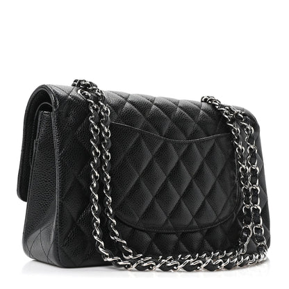 Caviar Quilted Medium Double Flap Black
