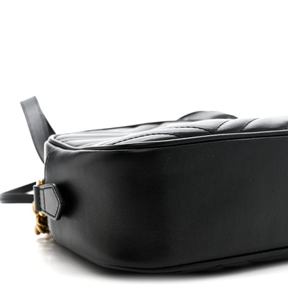 Calfskin Matelasse Small GG Marmont Chain Shoulder Bag Black
