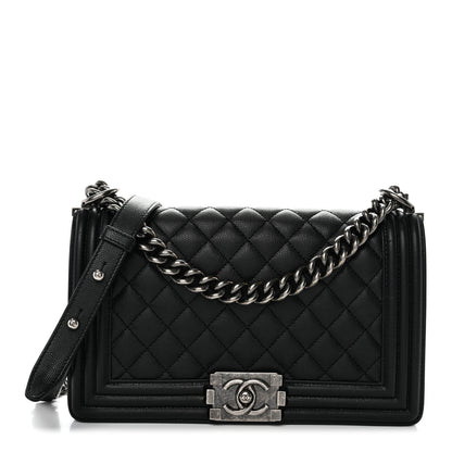 Caviar Quilted Medium Boy Flap Black