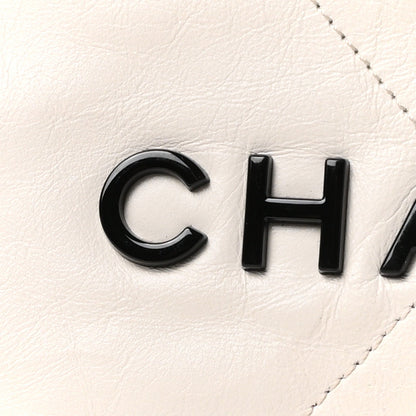 Shiny Calfskin Quilted Small Chanel 22 White Black