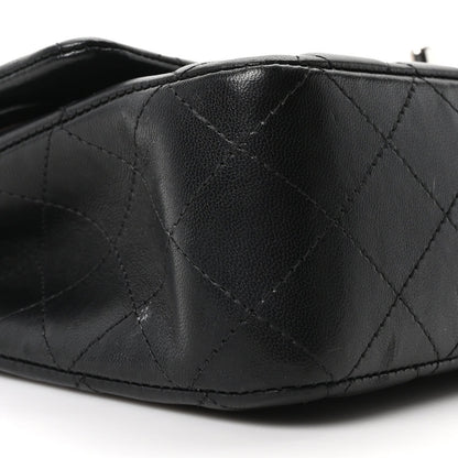 Lambskin Quilted Medium Double Flap Black