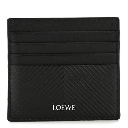 Textured Calfskin Plain Cardholder Black