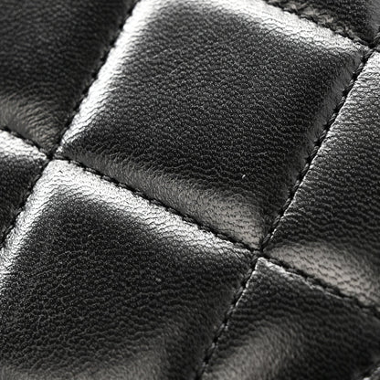 Lambskin Quilted Medium Trendy CC Flap Dual Handle Bag Black