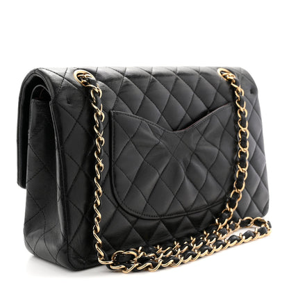 Lambskin Quilted Medium Double Flap Black