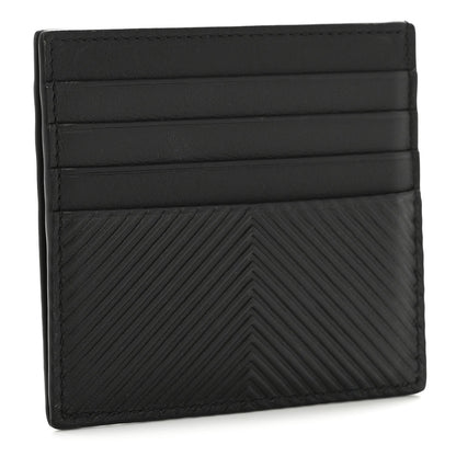 Textured Calfskin Plain Cardholder Black
