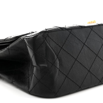 Aged Calfskin Quilted 2.55 Reissue 227 Flap Black
