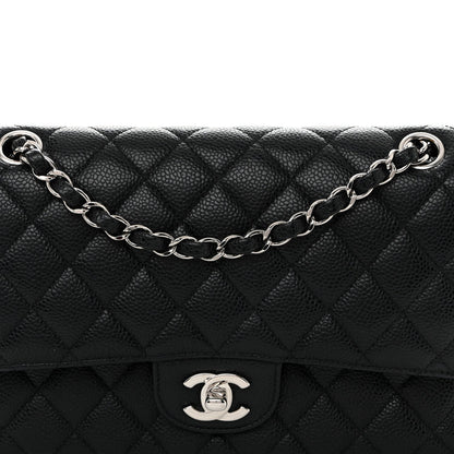 Caviar Quilted Medium Double Flap Black