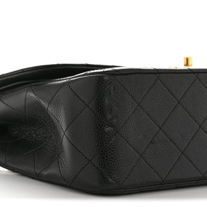 Caviar Quilted Jumbo Double Flap Black
