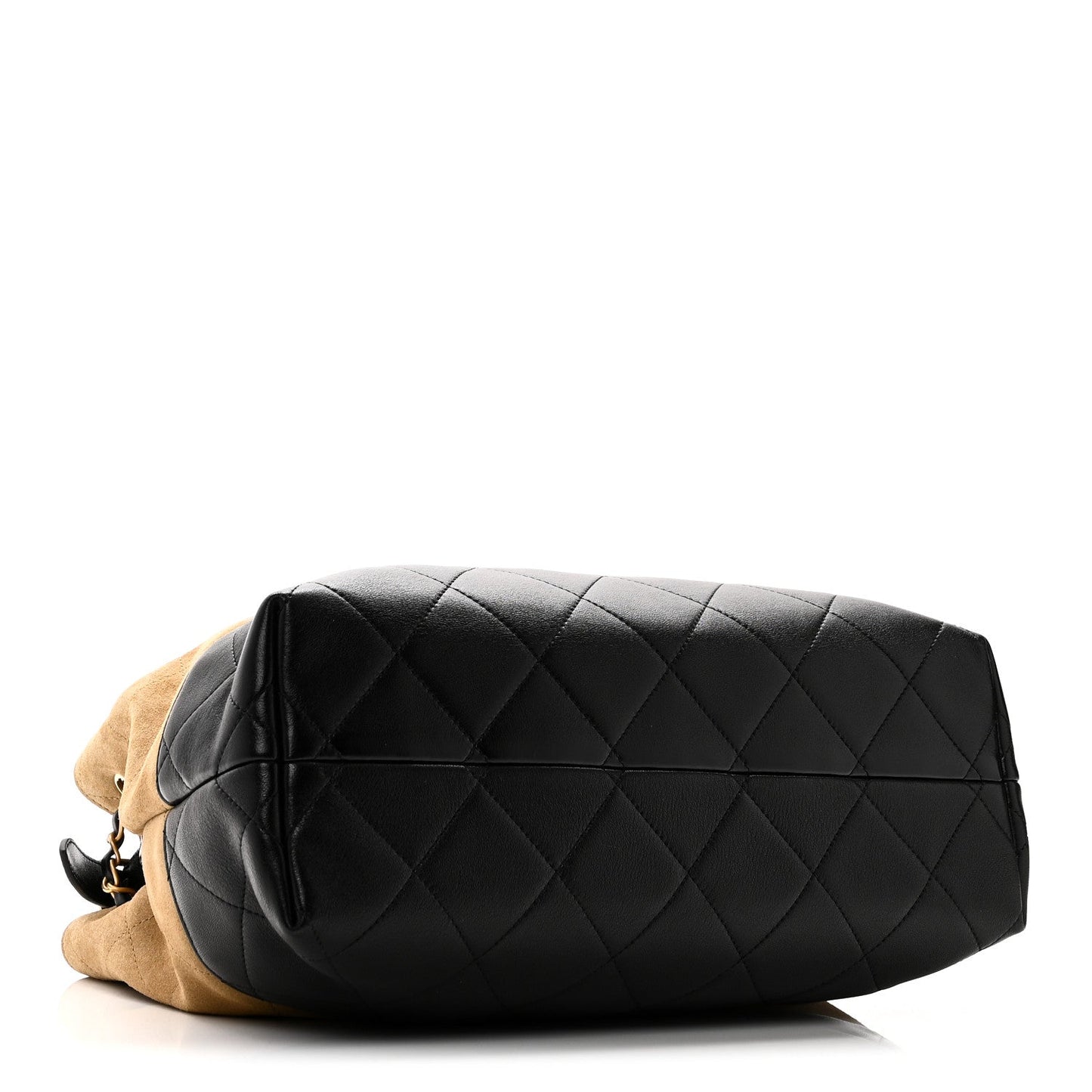 Suede Calfskin Shiny Lambskin Quilted Small Coco Base Shopping Bag Beige Black