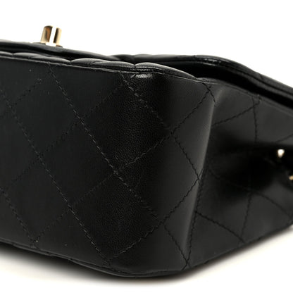 Lambskin Quilted Mini Square Flap Black