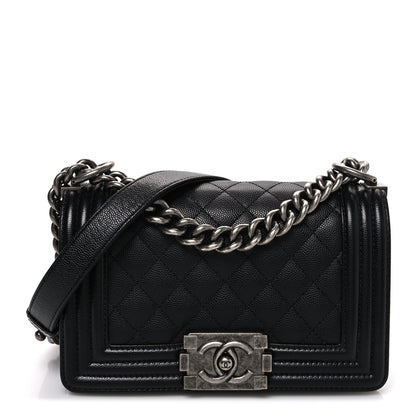 Caviar Quilted Small Boy Flap Black