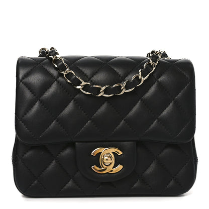 Lambskin Quilted Mini Square Flap Black