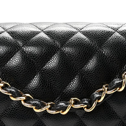Caviar Quilted Jumbo Double Flap Black
