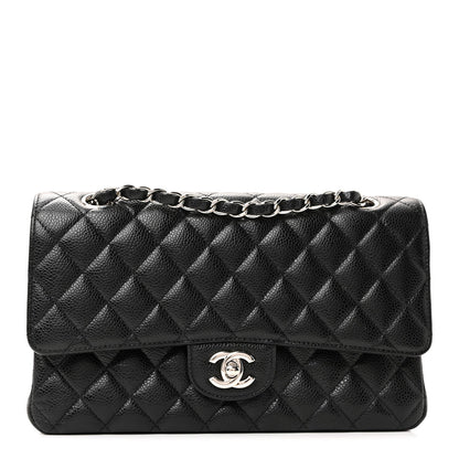Caviar Quilted Medium Double Flap Black
