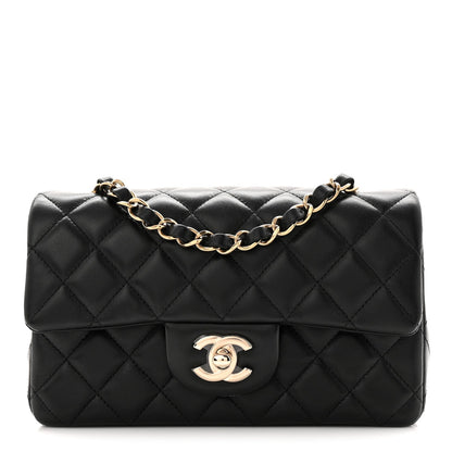 Lambskin Quilted Mini Rectangular Flap Black