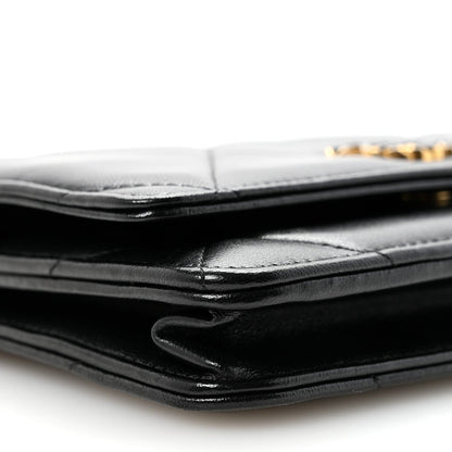 Lambskin Quilted Chanel 19 Wallet On Chain WOC Black