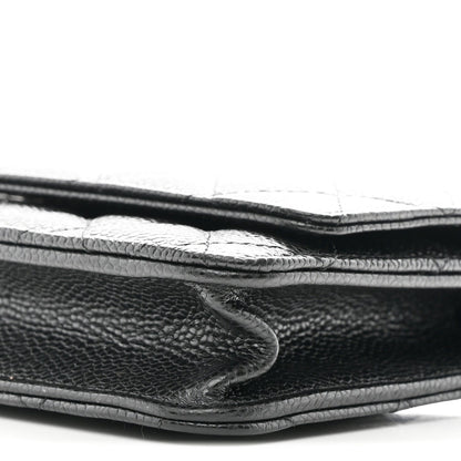 Caviar Quilted Wallet on Chain WOC Black