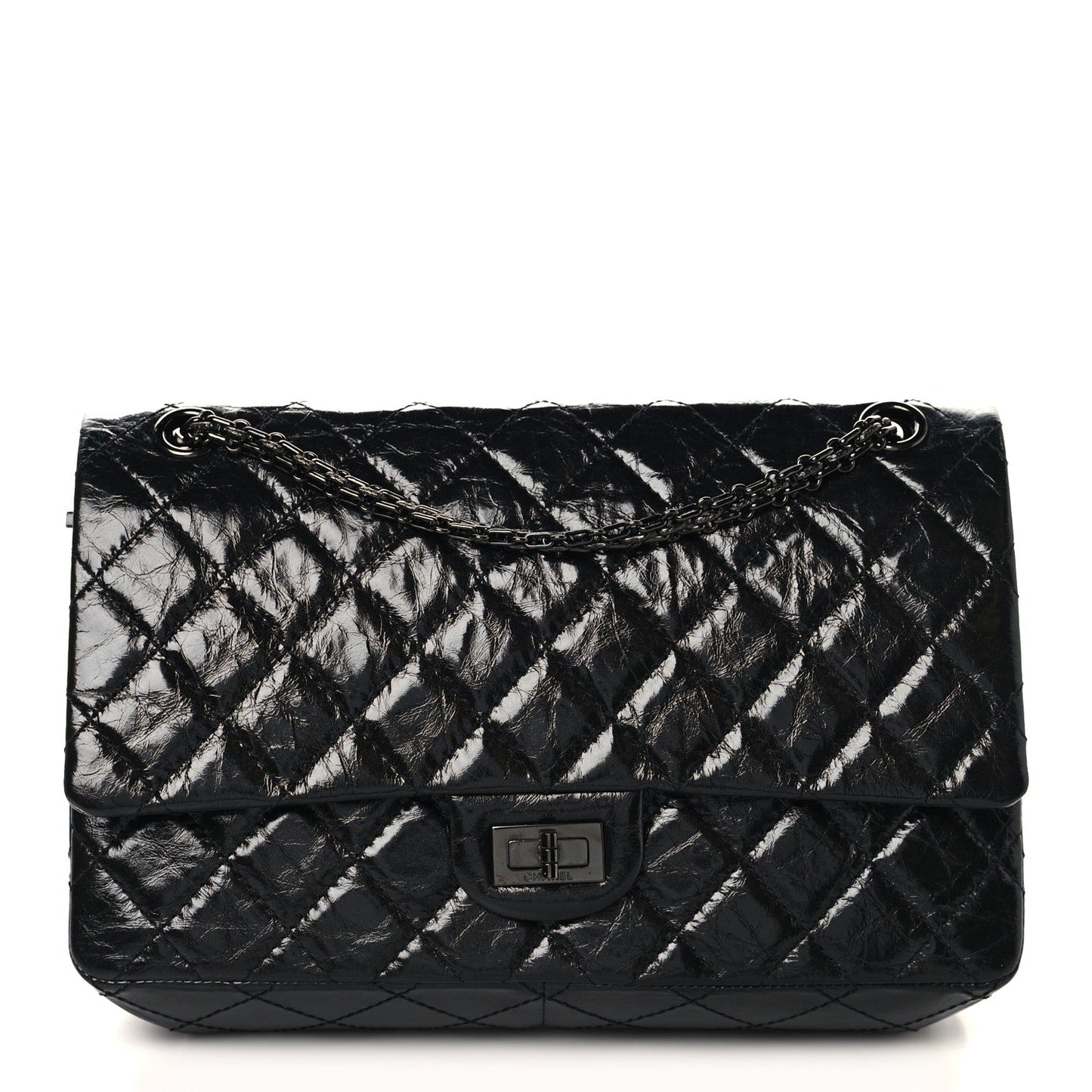 Glazed Calfskin Quilted 2.55 Reissue 226 Flap So Black