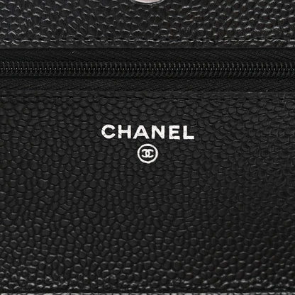Caviar Quilted Wallet on Chain WOC Black