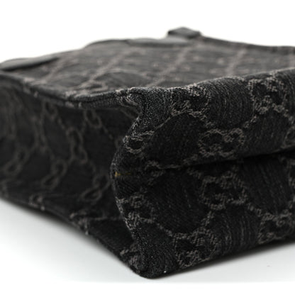 Denim Cuoio Harness GG Monogram Mini Ophidia Tote Bag Black Medium Grey