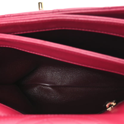 Lambskin Quilted Small Trendy CC Flap Dual Handle Bag Dark Pink