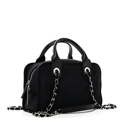 Mixed Fibers Small Deauville Bowling Bag Navy Blue