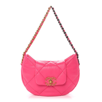 Lambskin Quilted Chanel 19 Hobo Pink