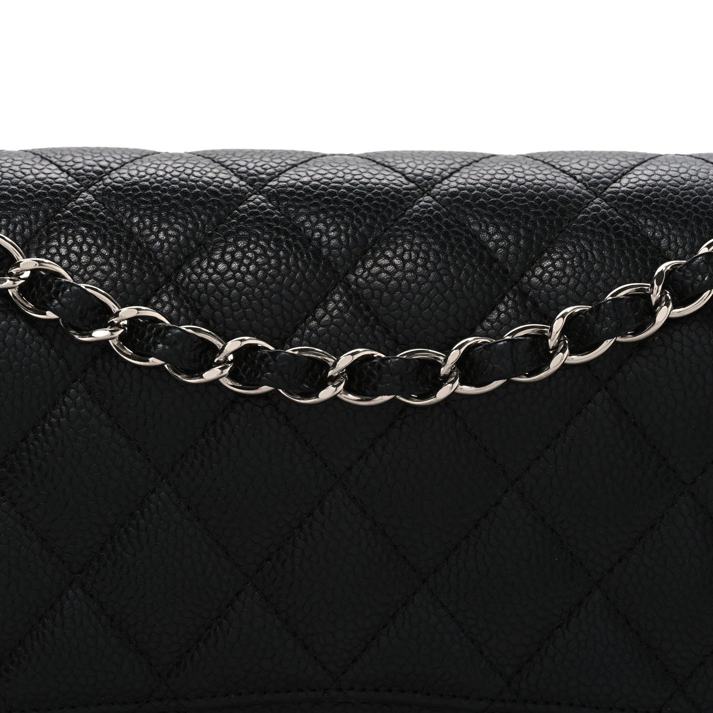 Caviar Quilted Medium Double Flap Black