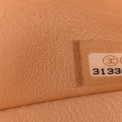Caviar Quilted Small Double Flap Beige