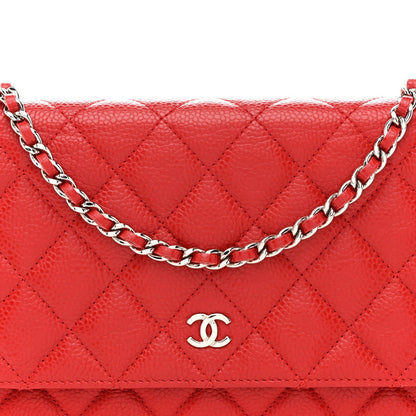 Caviar Quilted Wallet on Chain WOC Red