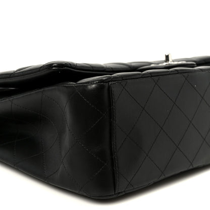 Lambskin Quilted Maxi Double Flap Black