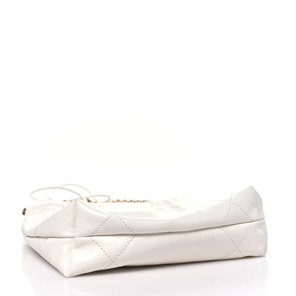 Shiny Calfskin Quilted Mini Chanel 22 White
