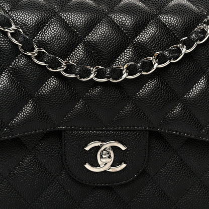 Caviar Quilted Jumbo Double Flap Black