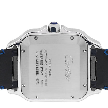 Stainless Steel Alligator 39.8mm Santos De Cartier Automatic Watch Blue