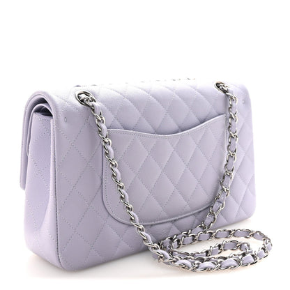 Caviar Quilted Medium Double Flap Light Purple